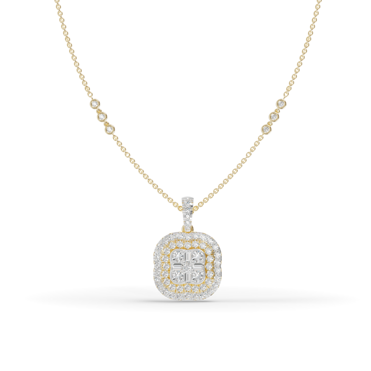 Guru Jewel's Pretty Halo Medallion Pendant with Bright Diamond Simulants for Her