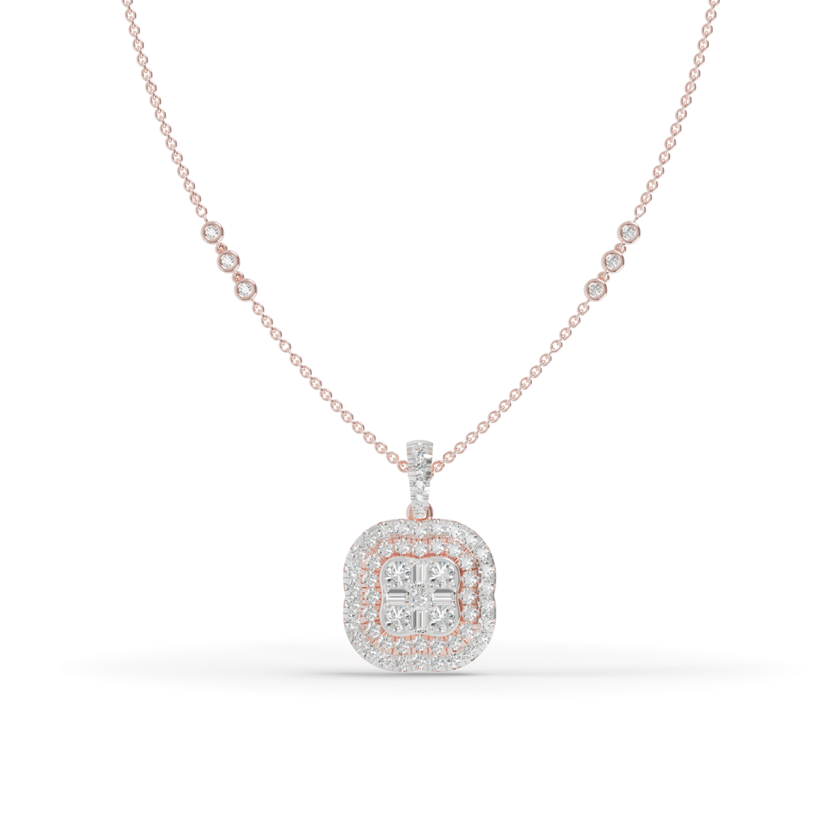 Guru Jewel's Pretty Halo Medallion Pendant with Bright Diamond Simulants for Her