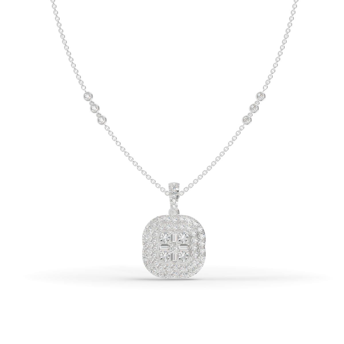 Guru Jewel's Pretty Halo Medallion Pendant with Bright Diamond Simulants for Her