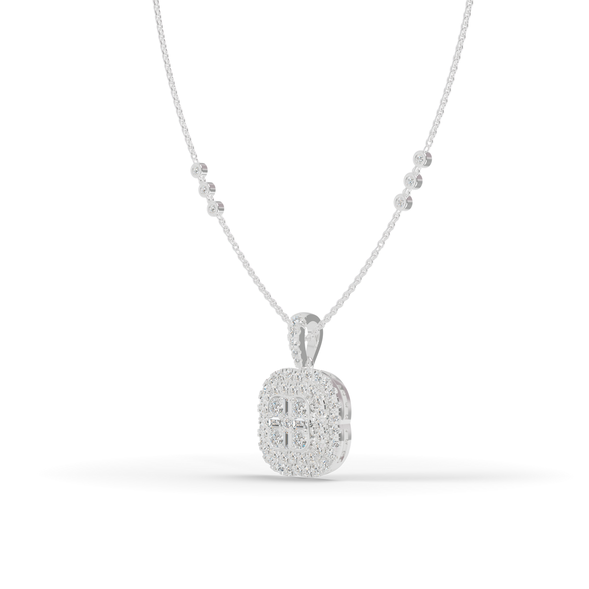 Guru Jewel's Pretty Halo Medallion Pendant with Bright Diamond Simulants for Her
