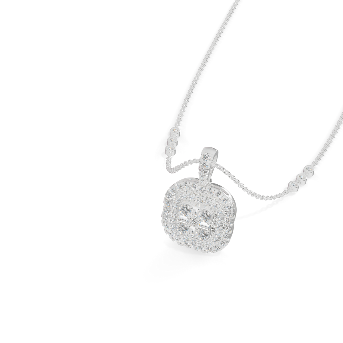 Guru Jewel's Pretty Halo Medallion Pendant with Bright Diamond Simulants for Her
