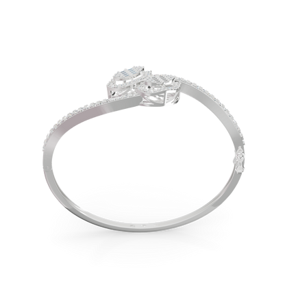 Guru Jewel's Twin Leaf Diamond-Studded Open Cuff Bracelet for Her