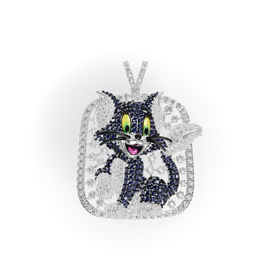 Guru Jewel's Sparkling Diamond Simulants with Playful Cartoon Cat Pendant for Her