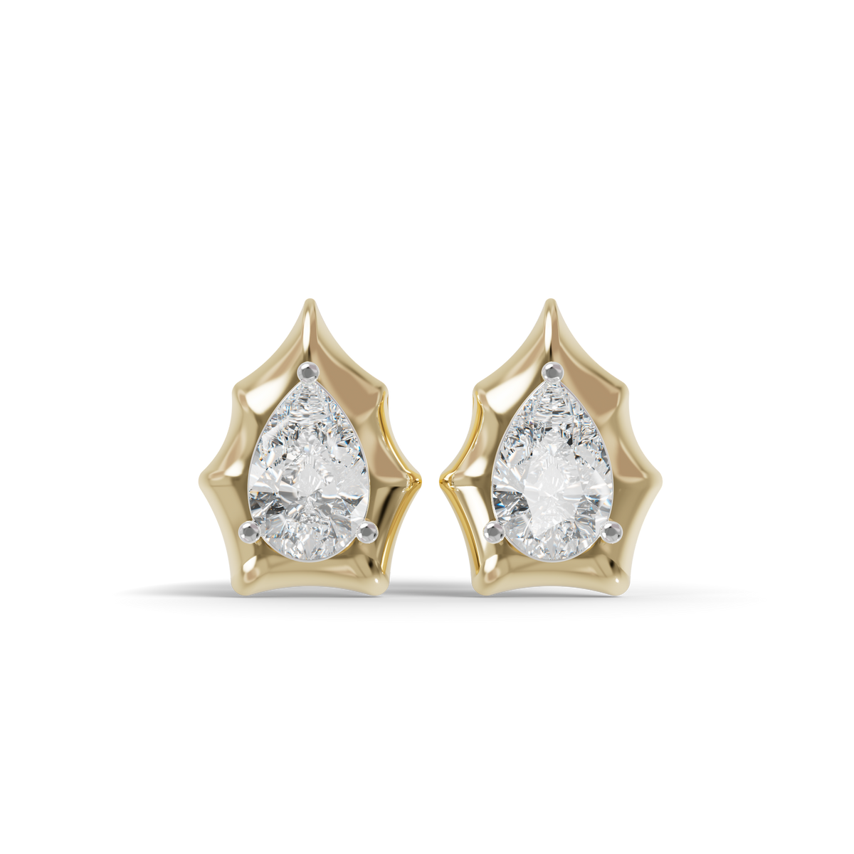 Guru Jewel's Pear Shaped Solitaire Diamond Studded In Silver Earrings For Her