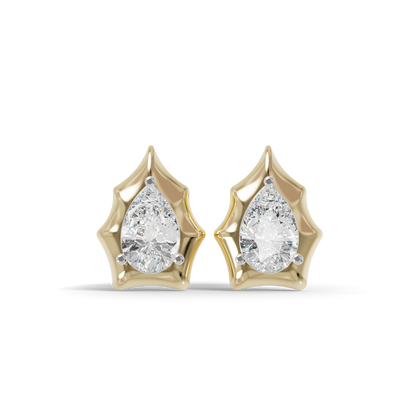 Guru Jewel's Pear Shaped Solitaire Diamond Studded In Silver Earrings For Her