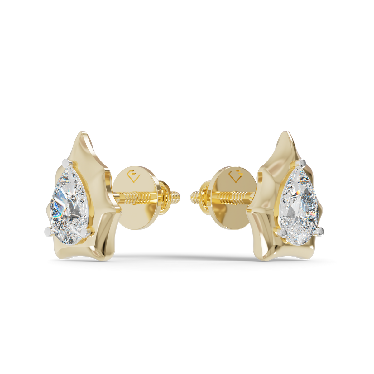 Guru Jewel's Pear Shaped Solitaire Diamond Studded In Silver Earrings For Her