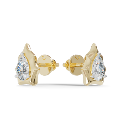 Guru Jewel's Pear Shaped Solitaire Diamond Studded In Silver Earrings For Her