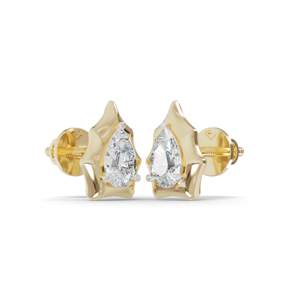 Guru Jewel's Pear Shaped Solitaire Diamond Studded In Silver Earrings For Her