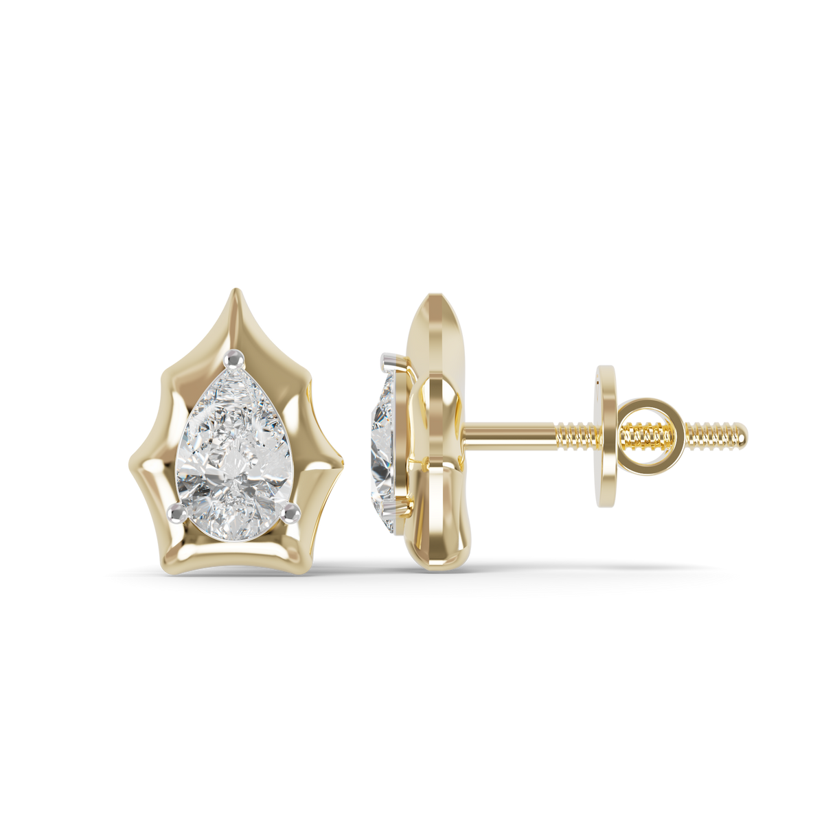 Guru Jewel's Pear Shaped Solitaire Diamond Studded In Silver Earrings For Her