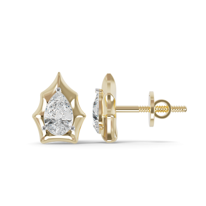 Guru Jewel's Pear Shaped Solitaire Diamond Studded In Silver Earrings For Her