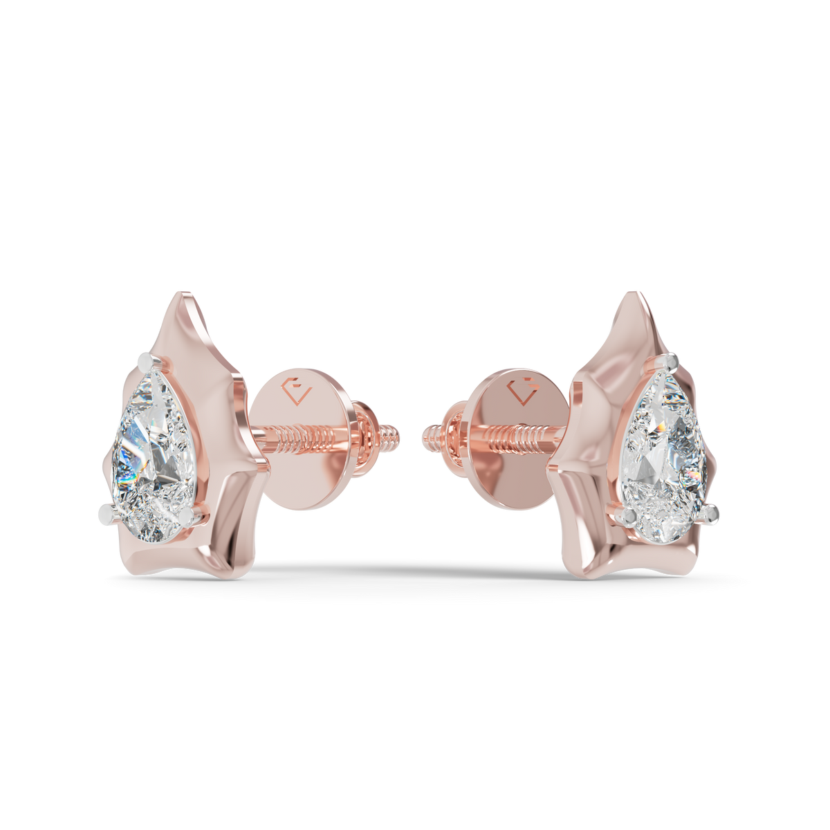 Guru Jewel's Pear Shaped Solitaire Diamond Studded In Silver Earrings For Her