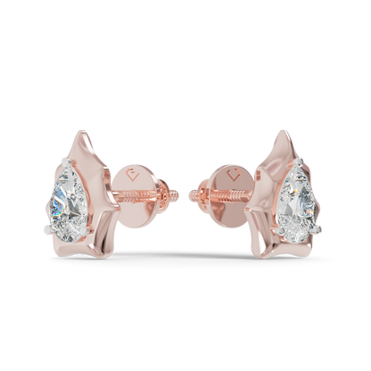 Guru Jewel's Pear Shaped Solitaire Diamond Studded In Silver Earrings For Her