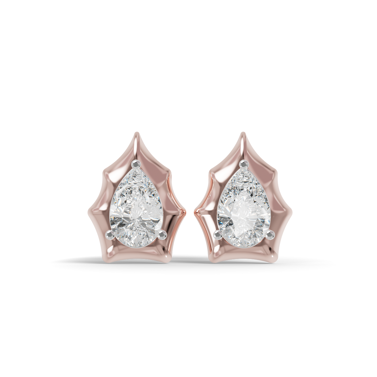 Guru Jewel's Pear Shaped Solitaire Diamond Studded In Silver Earrings For Her