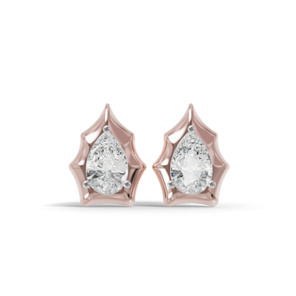 Guru Jewel's Pear Shaped Solitaire Diamond Studded In Silver Earrings For Her