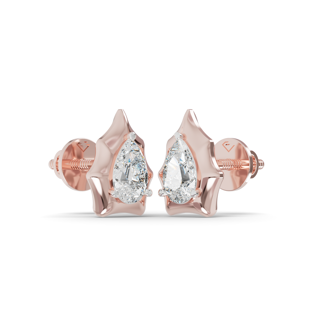 Guru Jewel's Pear Shaped Solitaire Diamond Studded In Silver Earrings For Her
