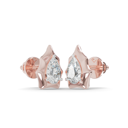 Guru Jewel's Pear Shaped Solitaire Diamond Studded In Silver Earrings For Her
