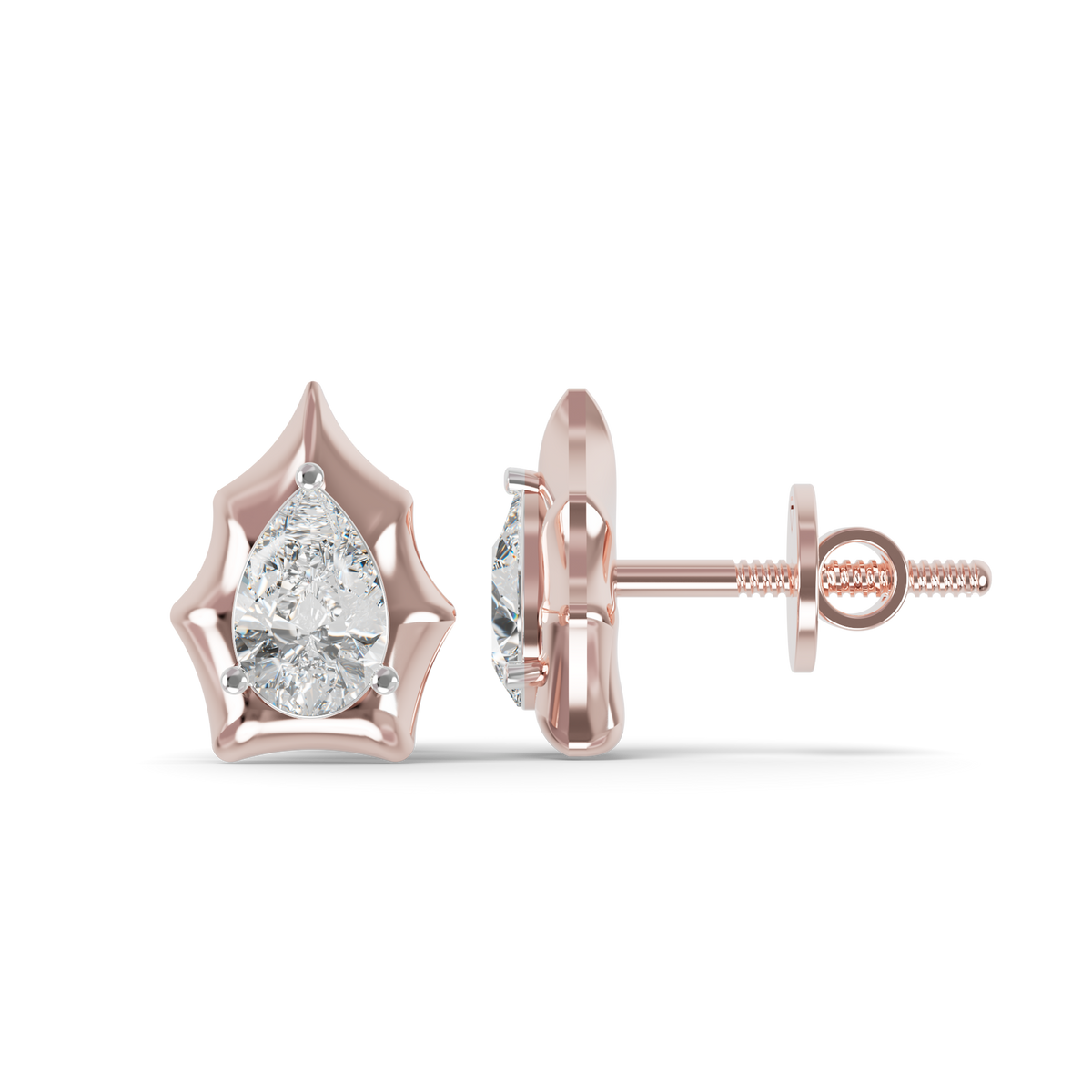 Guru Jewel's Pear Shaped Solitaire Diamond Studded In Silver Earrings For Her