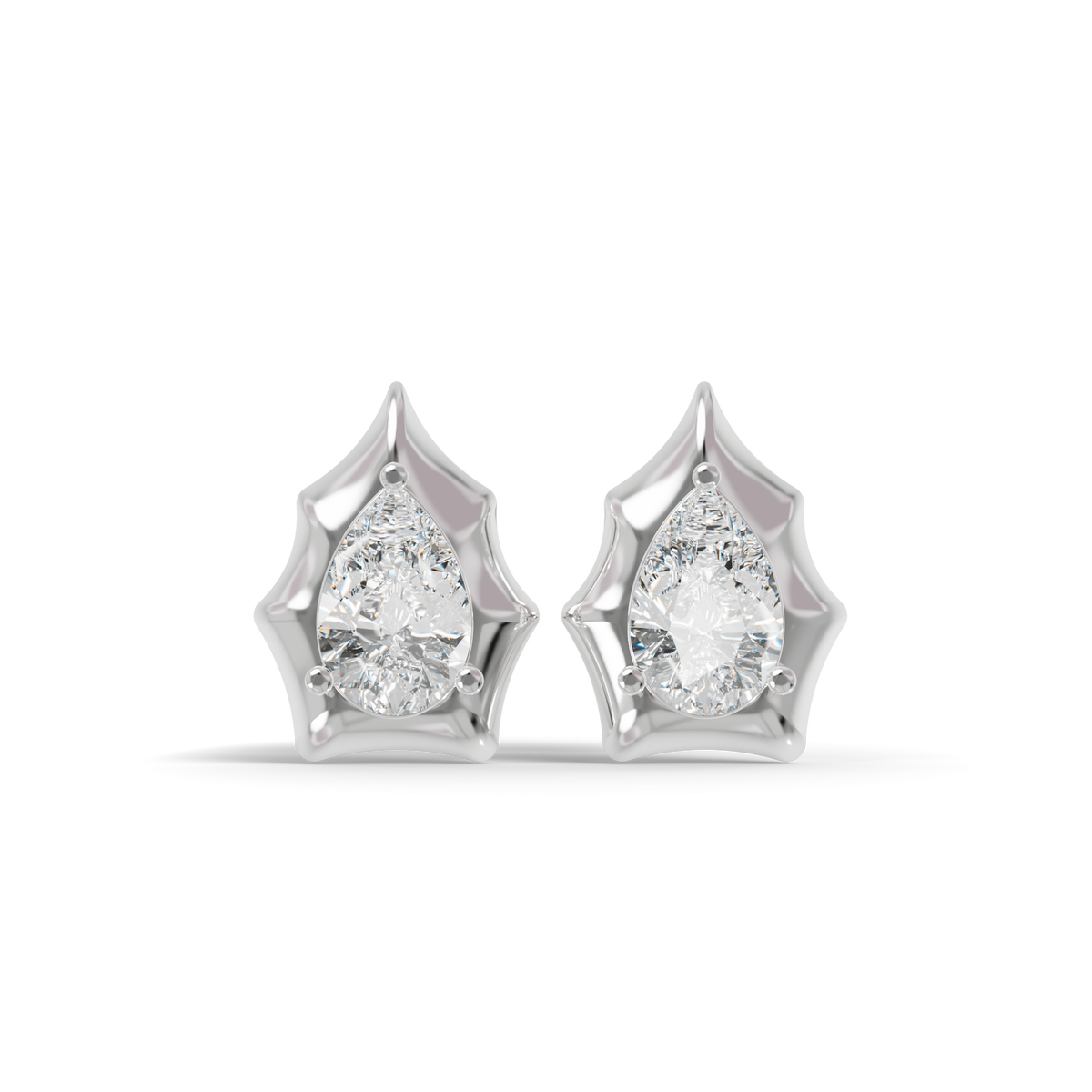 Guru Jewel's Pear Shaped Solitaire Diamond Studded In Silver Earrings For Her