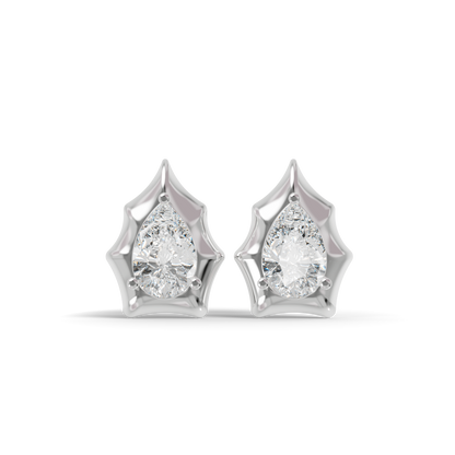 Guru Jewel's Pear Shaped Solitaire Diamond Studded In Silver Earrings For Her