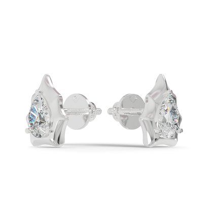 Guru Jewel's Pear Shaped Solitaire Diamond Studded In Silver Earrings For Her