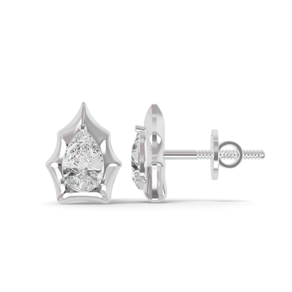 Guru Jewel's Pear Shaped Solitaire Diamond Studded In Silver Earrings For Her