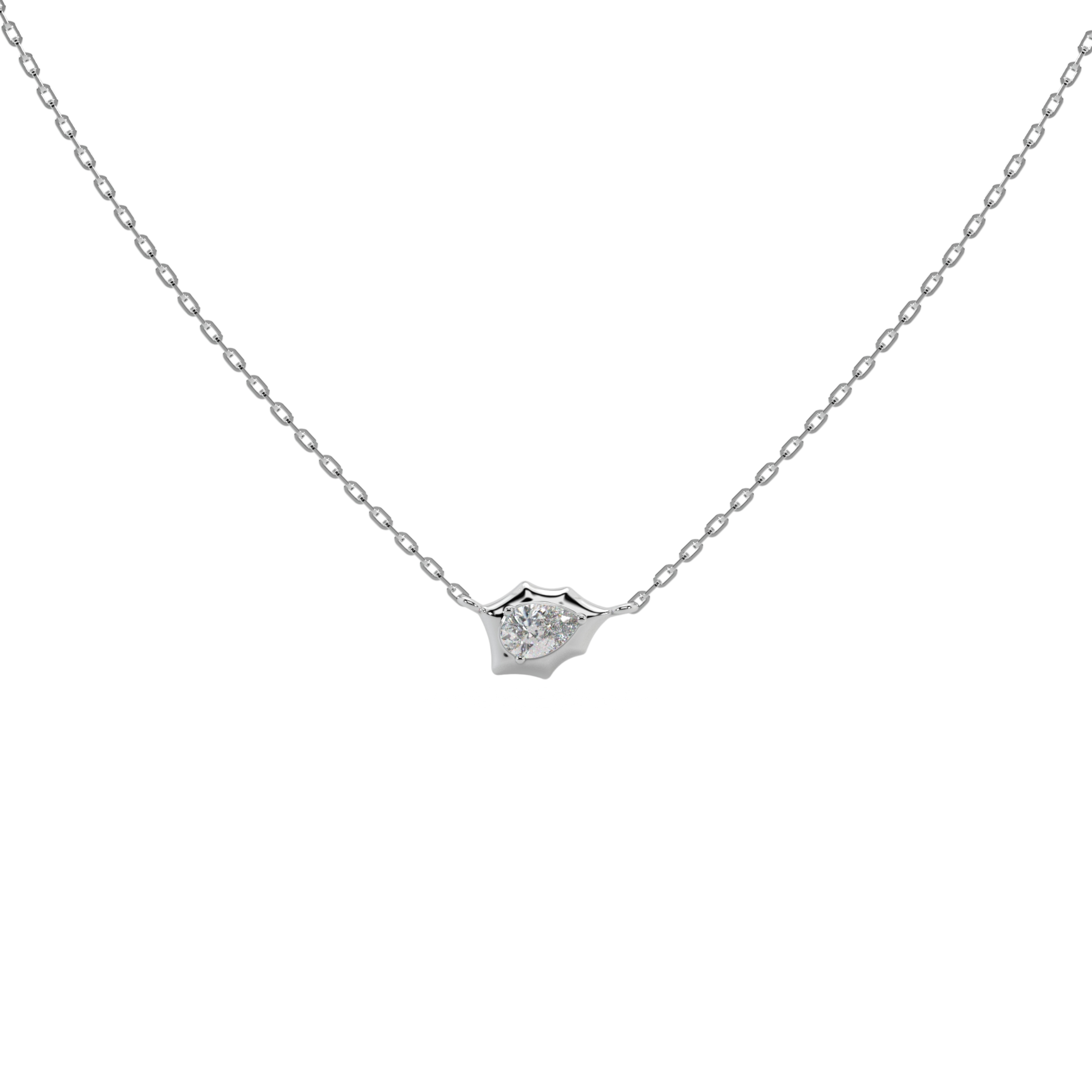 Guru Jewel's Pear Shaped Solitaire Diamond Studded In Silver Only Pendent For Her