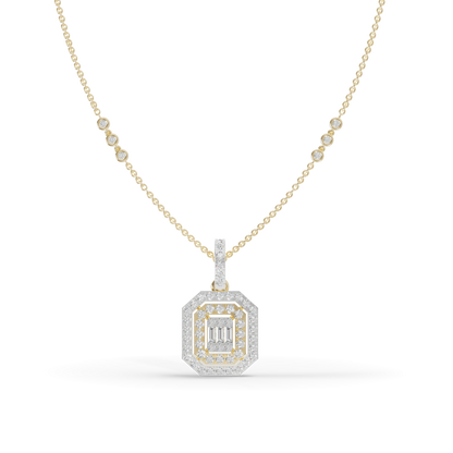 Guru Jewel's Sparkling Baguette and Pavé Accents with Chic Octagonal Geometric Pendant for Her