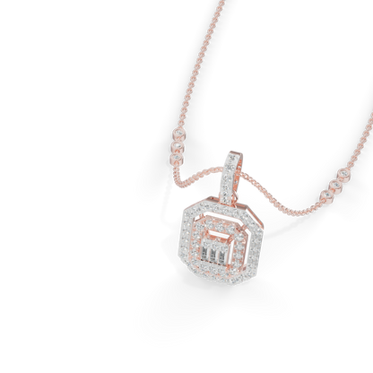 Guru Jewel's Sparkling Baguette and Pavé Accents with Chic Octagonal Geometric Pendant for Her