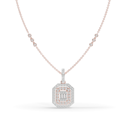 Guru Jewel's Sparkling Baguette and Pavé Accents with Chic Octagonal Geometric Pendant for Her