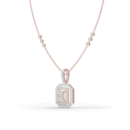 Guru Jewel's Sparkling Baguette and Pavé Accents with Chic Octagonal Geometric Pendant for Her
