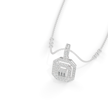 Guru Jewel's Sparkling Baguette and Pavé Accents with Chic Octagonal Geometric Pendant for Her