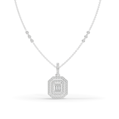 Guru Jewel's Sparkling Baguette and Pavé Accents with Chic Octagonal Geometric Pendant for Her
