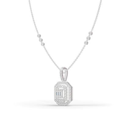 Guru Jewel's Sparkling Baguette and Pavé Accents with Chic Octagonal Geometric Pendant for Her
