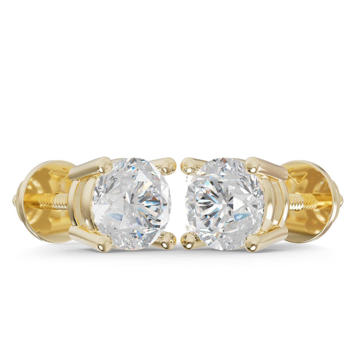 Guru Jewel's Grace Single-Stone Round Brilliant Diamond Earrings for Her