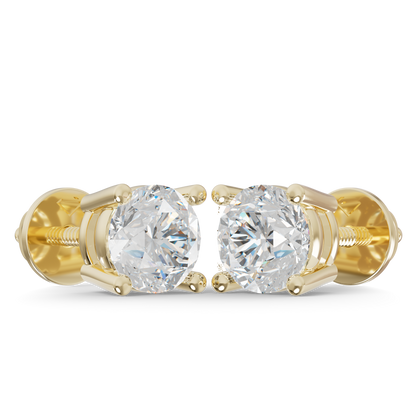 Guru Jewel's Grace Single-Stone Round Brilliant Diamond Earrings for Her