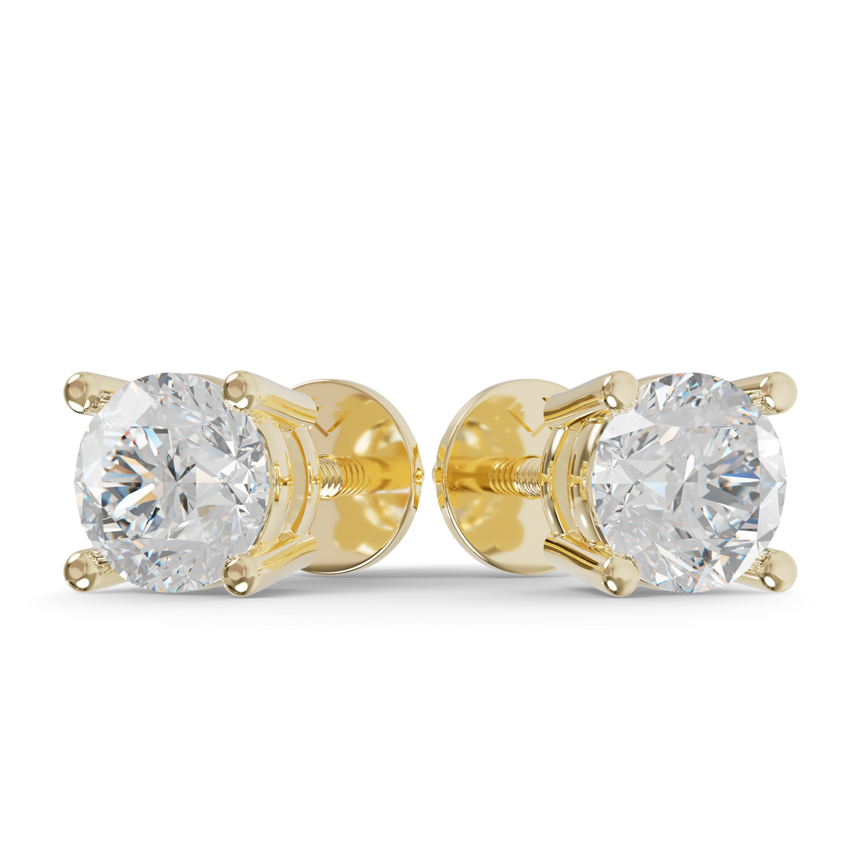 Guru Jewel's Grace Single-Stone Round Brilliant Diamond Earrings for Her
