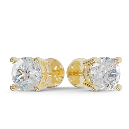 Guru Jewel's Grace Single-Stone Round Brilliant Diamond Earrings for Her