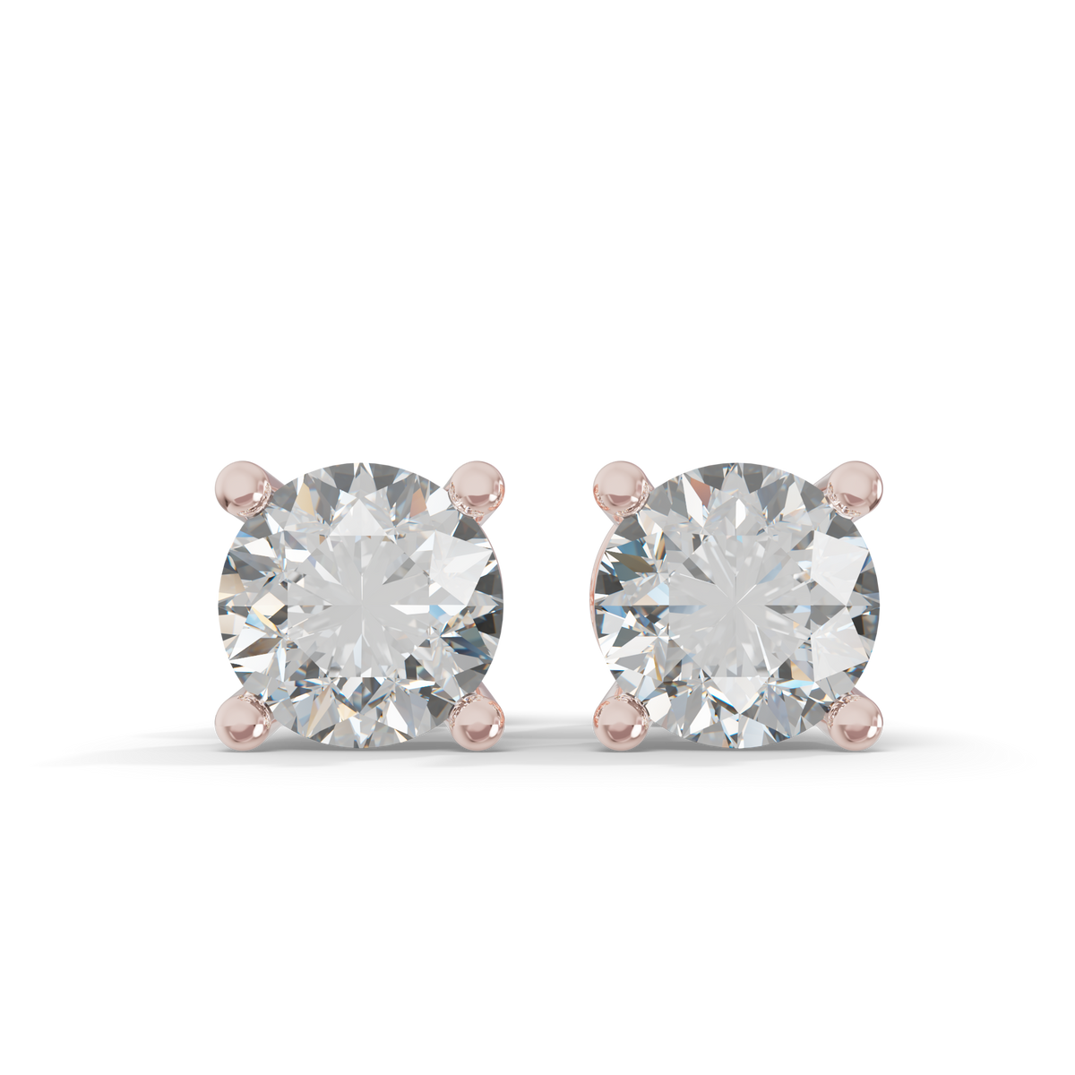 Guru Jewel's Grace Single-Stone Round Brilliant Diamond Earrings for Her