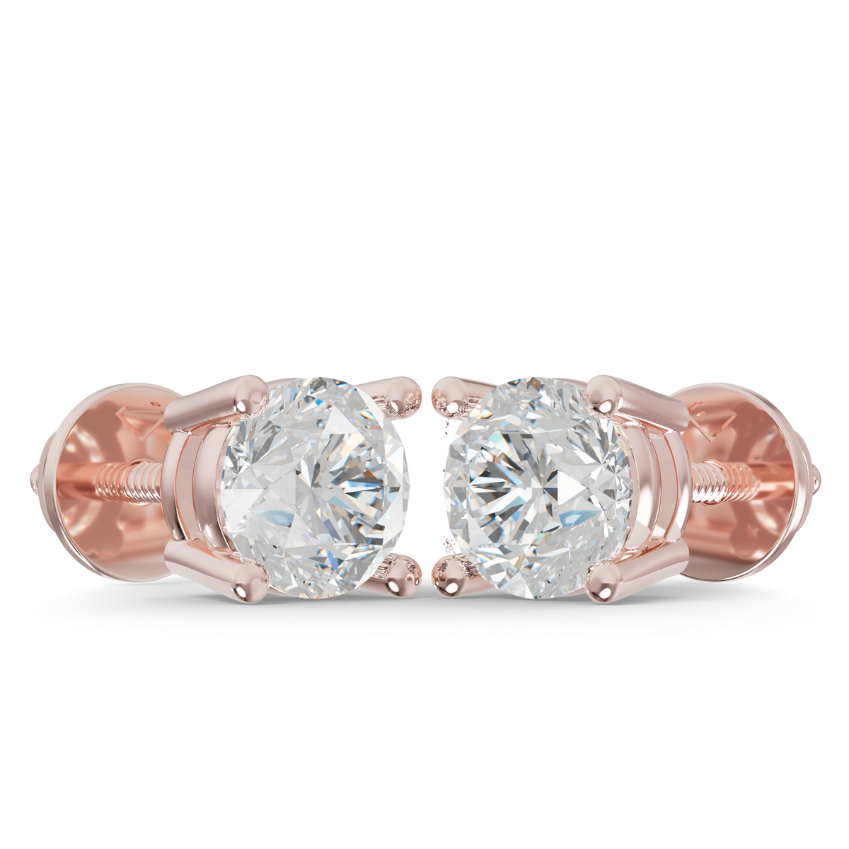 Guru Jewel's Grace Single-Stone Round Brilliant Diamond Earrings for Her