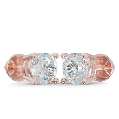 Guru Jewel's Grace Single-Stone Round Brilliant Diamond Earrings for Her