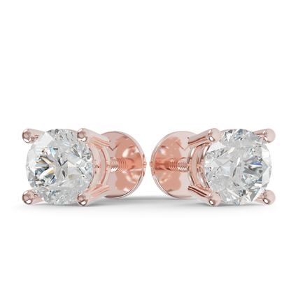 Guru Jewel's Grace Single-Stone Round Brilliant Diamond Earrings for Her