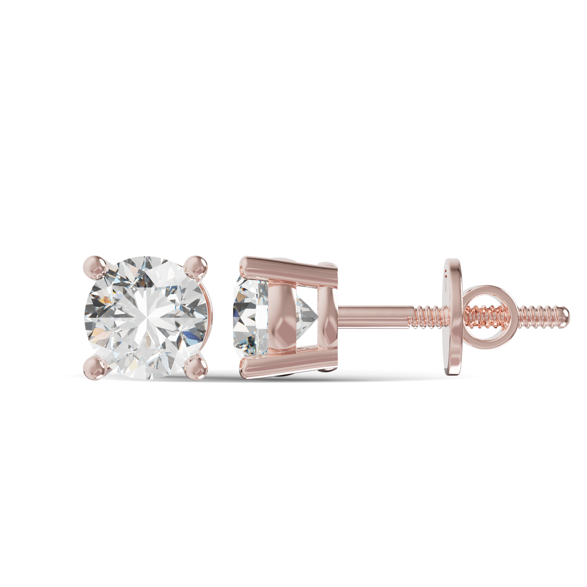 Guru Jewel's Grace Single-Stone Round Brilliant Diamond Earrings for Her