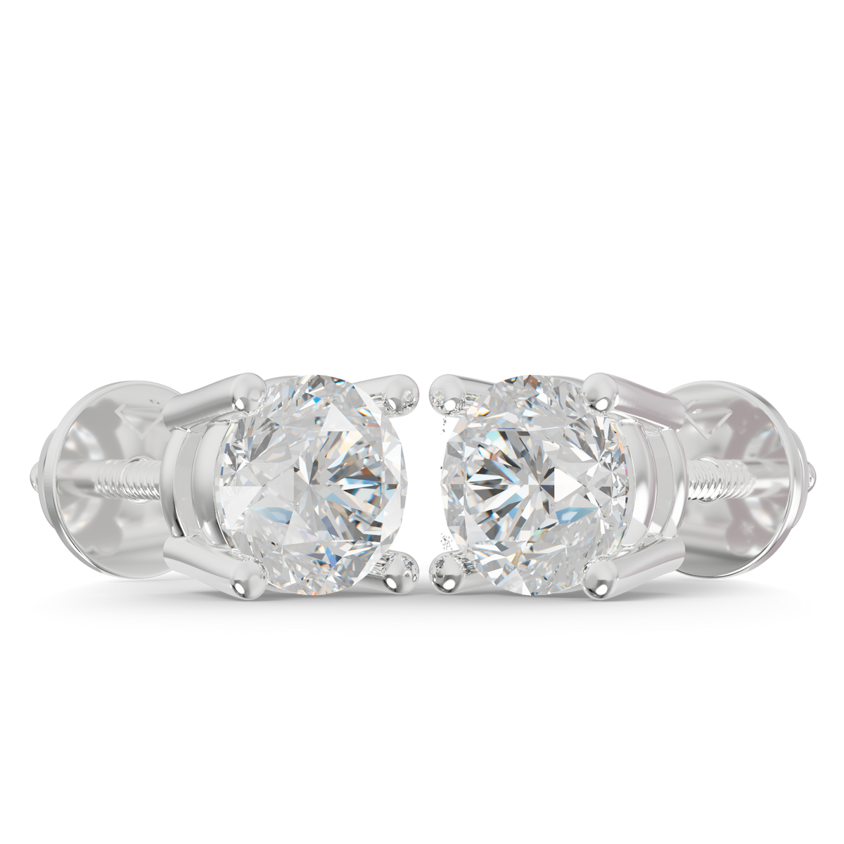 Guru Jewel's Grace Single-Stone Round Brilliant Diamond Earrings for Her