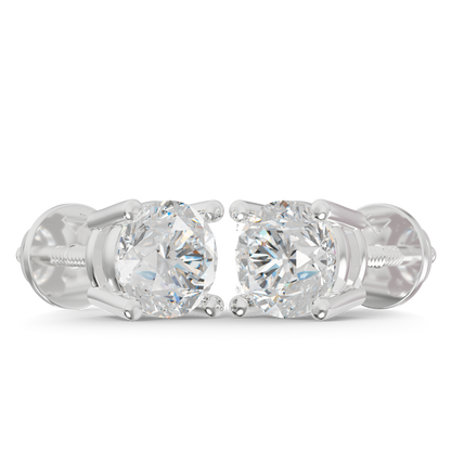 Guru Jewel's Grace Single-Stone Round Brilliant Diamond Earrings for Her