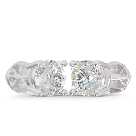 Guru Jewel's Grace Single-Stone Round Brilliant Diamond Earrings for Her
