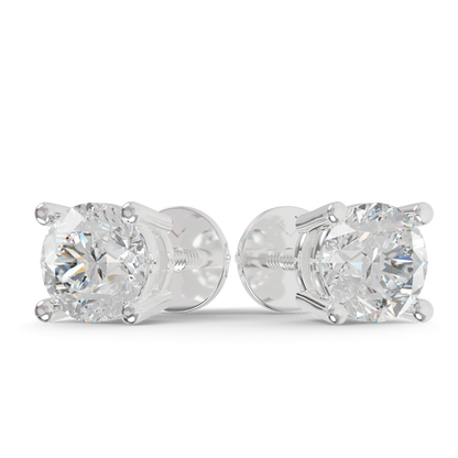 Guru Jewel's Grace Single-Stone Round Brilliant Diamond Earrings for Her