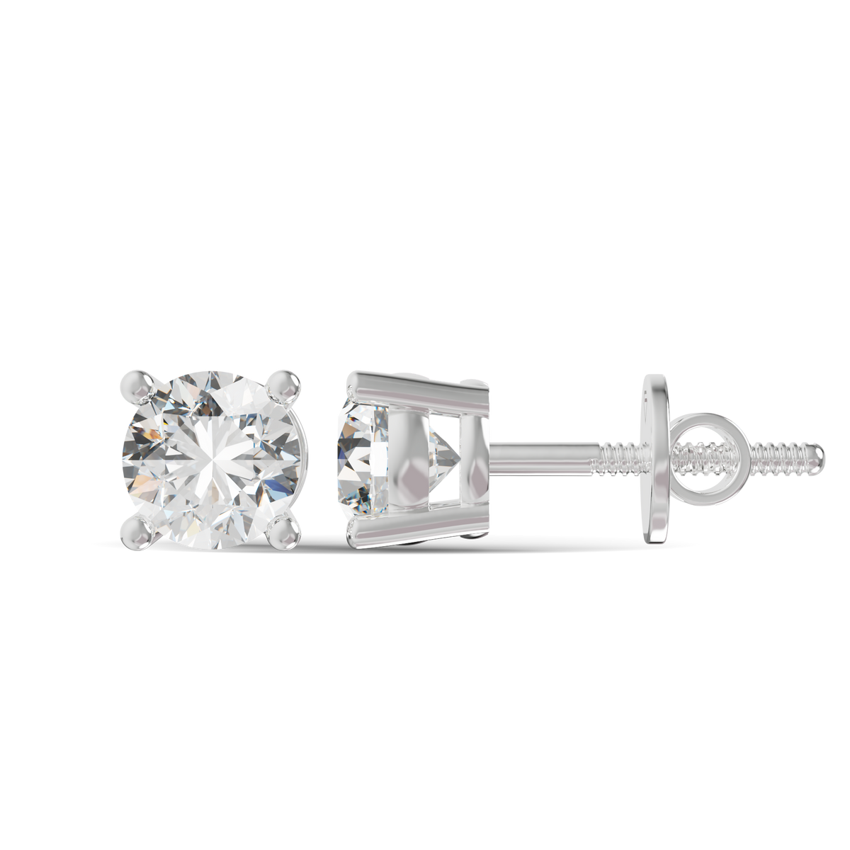 Guru Jewel's Grace Single-Stone Round Brilliant Diamond Earrings for Her