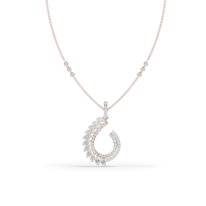 Guru Jewel's Baguette and Pavé Accents with  Chic Leaf-Pattern Pendant for Her