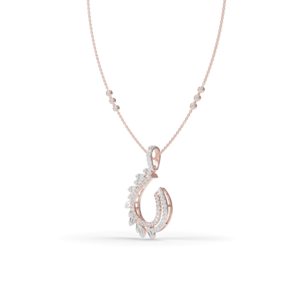 Guru Jewel's Baguette and Pavé Accents with  Chic Leaf-Pattern Pendant for Her