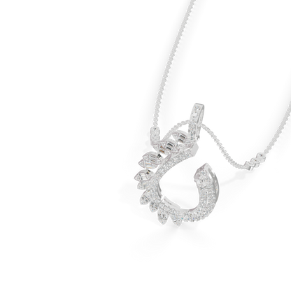 Guru Jewel's Baguette and Pavé Accents with  Chic Leaf-Pattern Pendant for Her